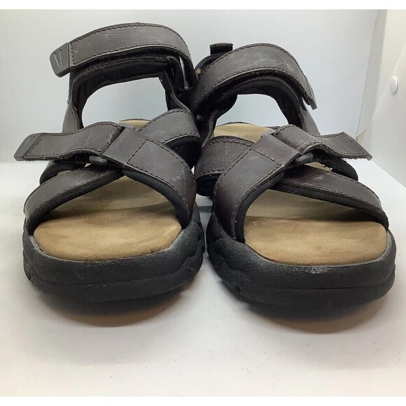 Outland Mens Size 9 Strappy Sandals Brown Faux‎ Leather Padded Casual Comfort - Picture 7 of 11